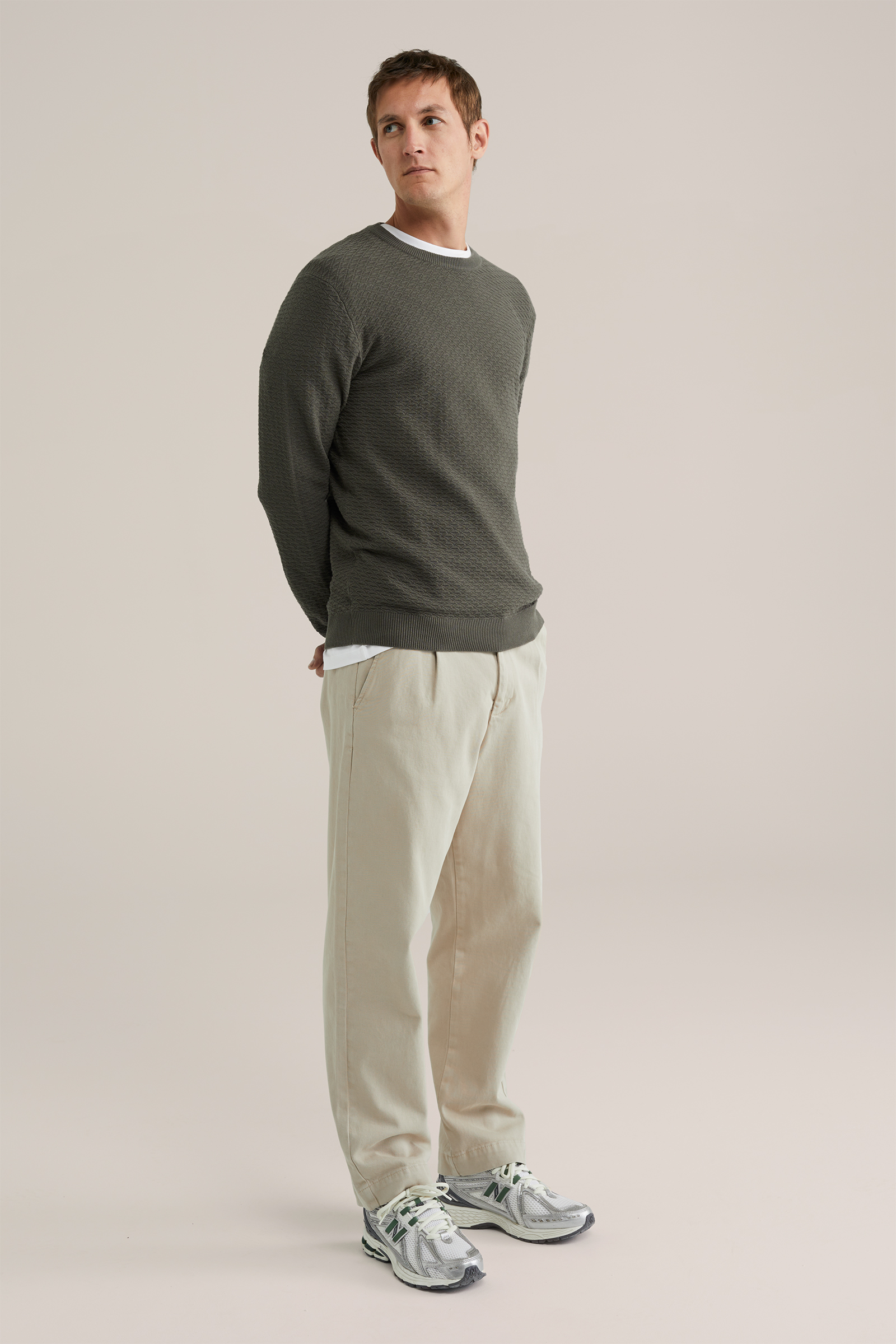 Heren Regular fit gebreide trui met structuur