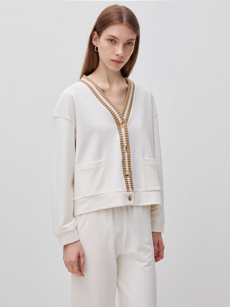 Sweatshirt cardigan with buttons