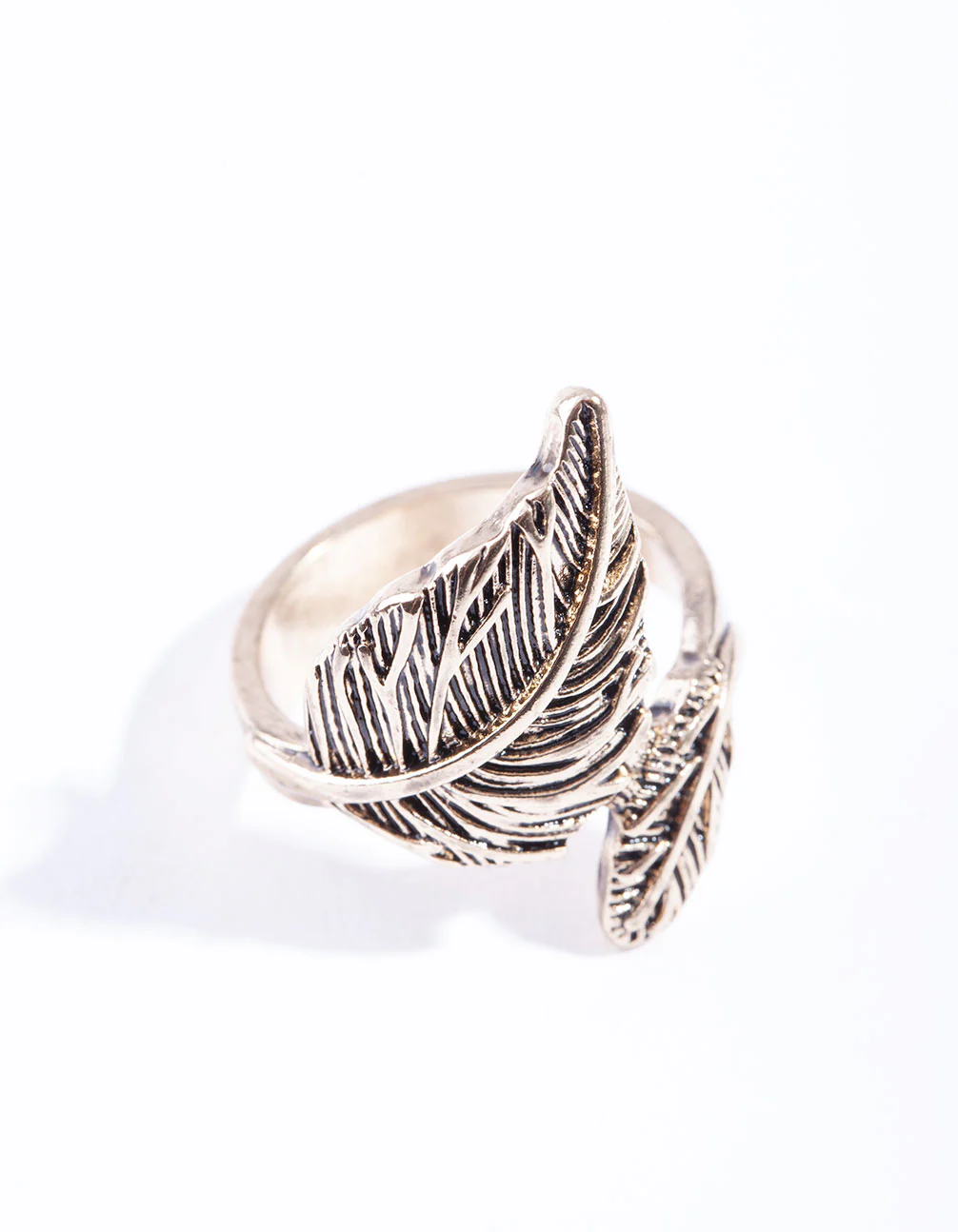 Antique Gold Large & Small Leaf Wrap Ring