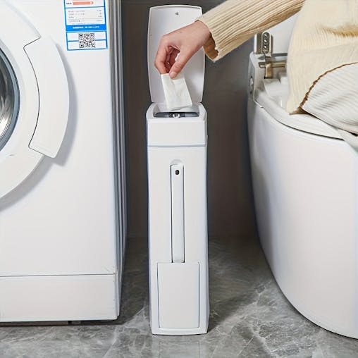NNETM Trash Can with 4.5L Space-Saving Toilet Brush