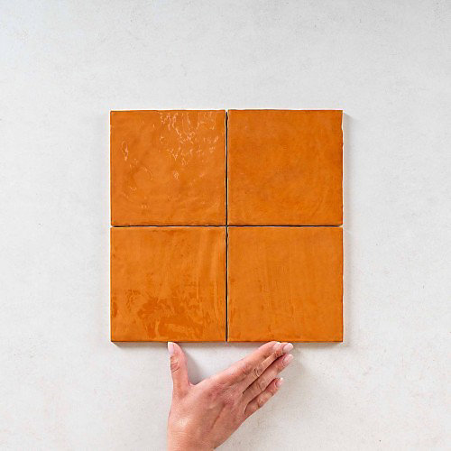 Carrelage Effet Zellige Orange LA RIVIERA 13,2x13,2 Ginger - Les Carreaux de Jean