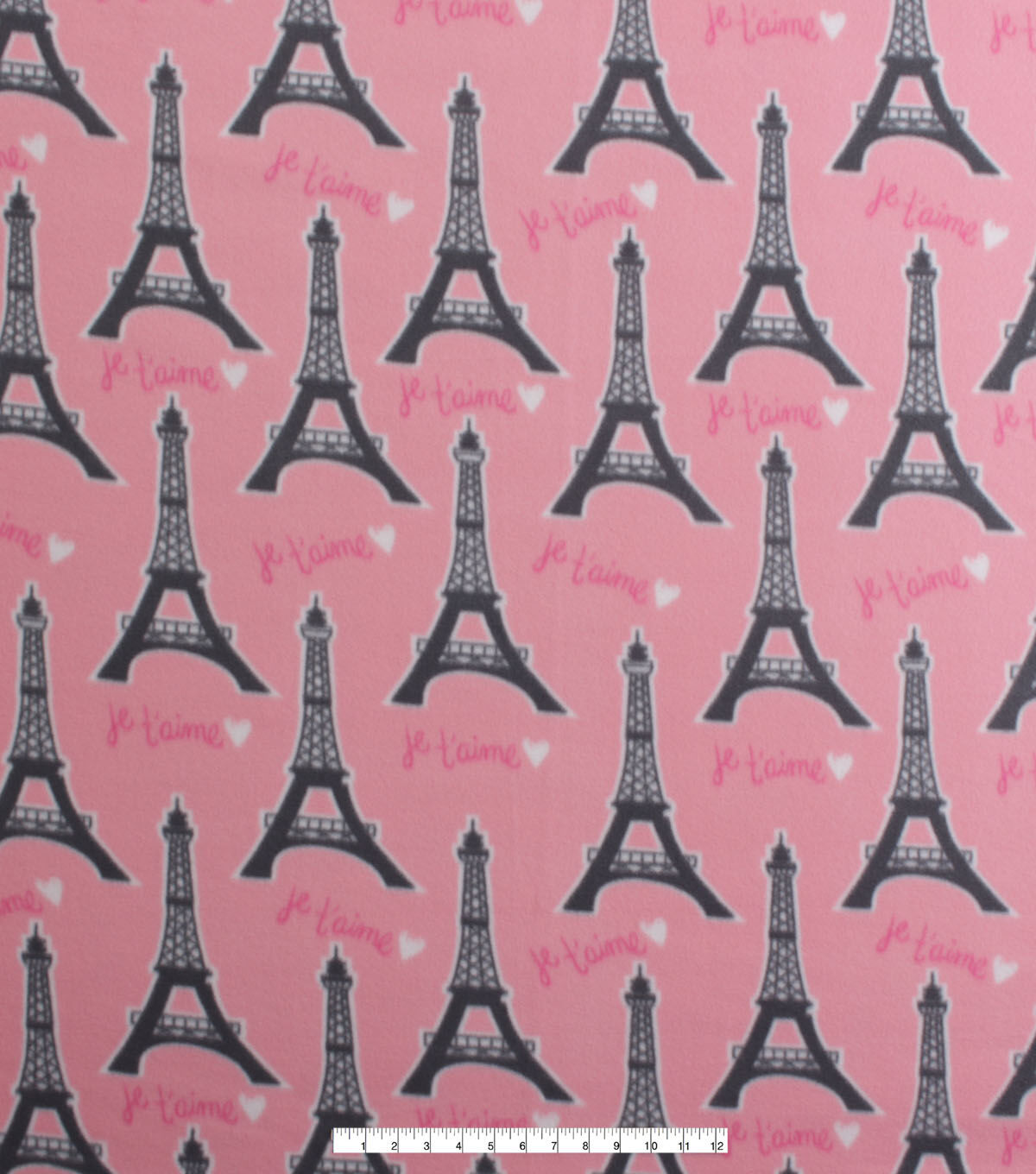 Eiffel Towers & Love on Pink Blizzard Fleece Fabric