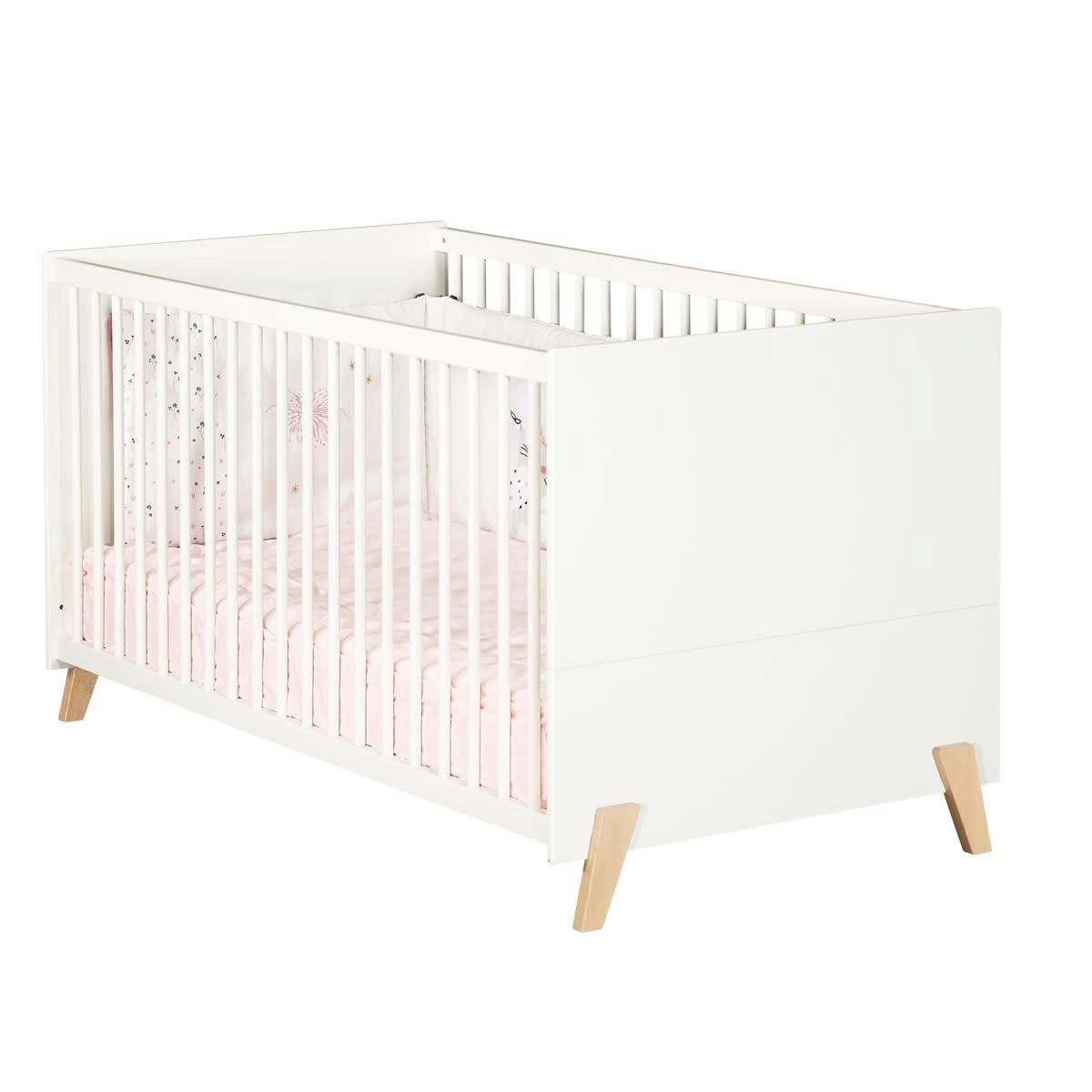 JOY - Lit évolutif 140x70 - Little Big Bed sur pieds en bois blanc
