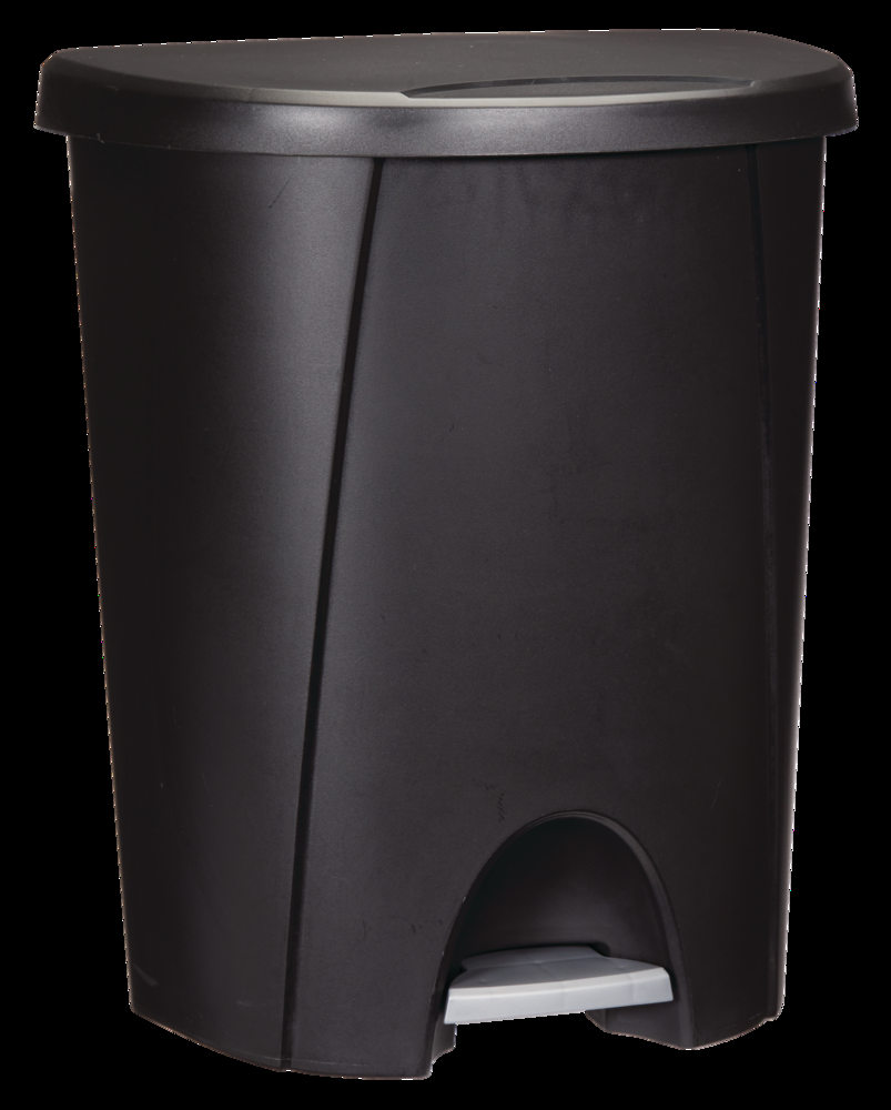 Sterilite Plastic D-Shaped Step Garbage Can, Black, 25-L