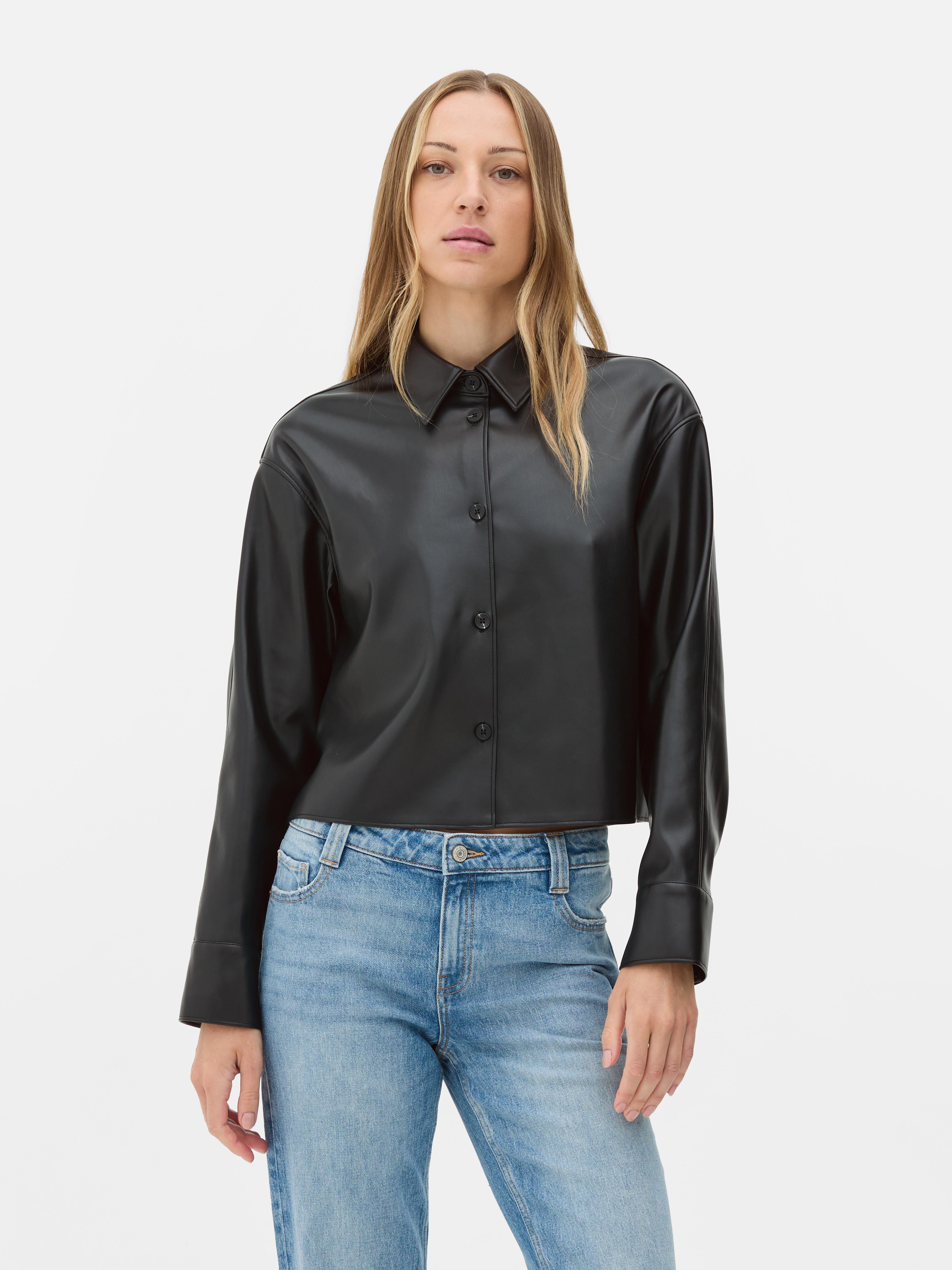 Rita Ora Faux Leather Boxy Shacket