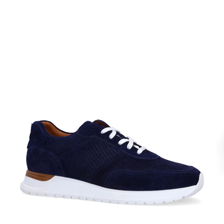 Manfield Donkerblauwe suède sneakers