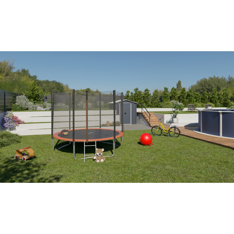 Trampoline noir et orange Ø 3,05 m