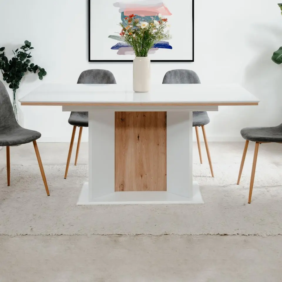 CALICOSY - NOVARA Eetkamertafel - Wit - 90x160x76 cm