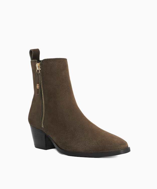 Paxy Khaki - Suede Heeled Ankle Boots