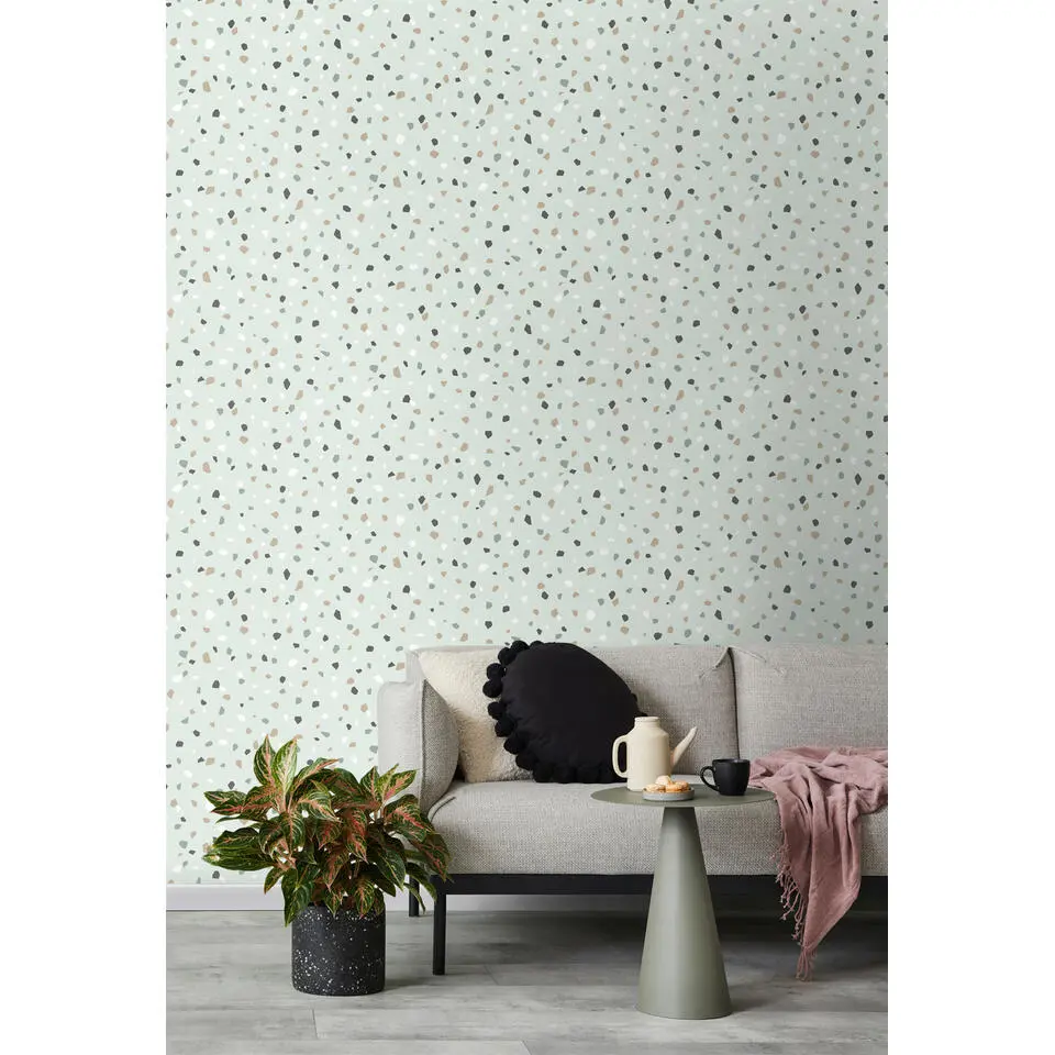 Walls4You behang terrazzo mintgroen - 53 cm x 10.05 m