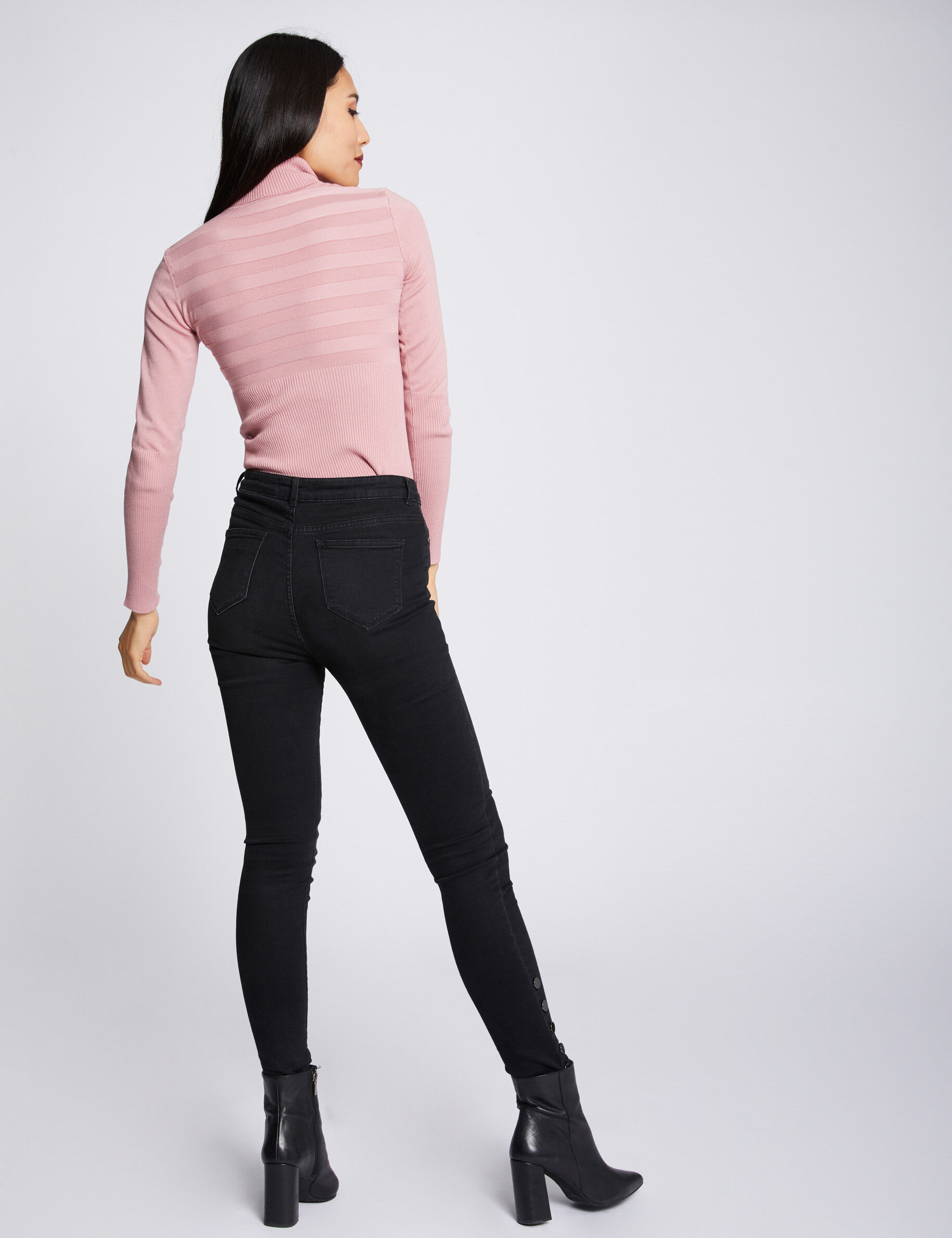 Fitted High Neck Sweater Pale Pink Women