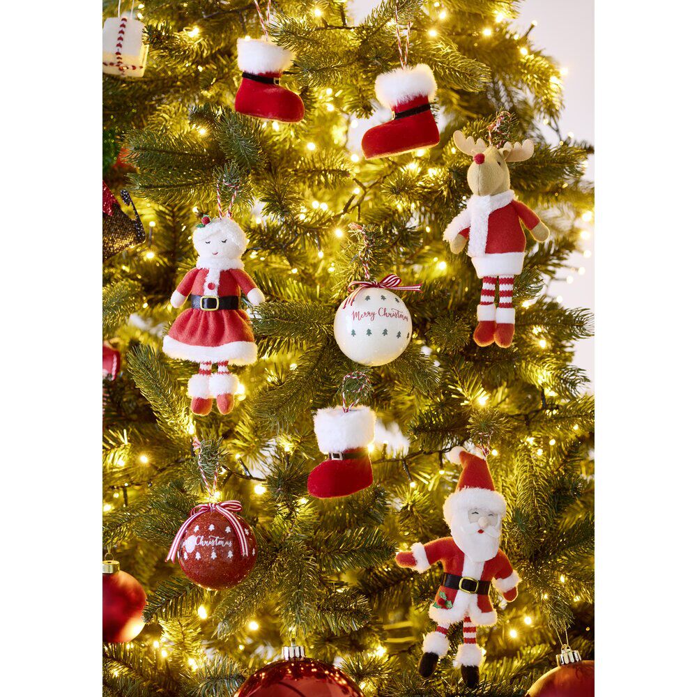 Décoration de No&euml;l à suspendre botte père rouge et blanc 8x5xH8cm