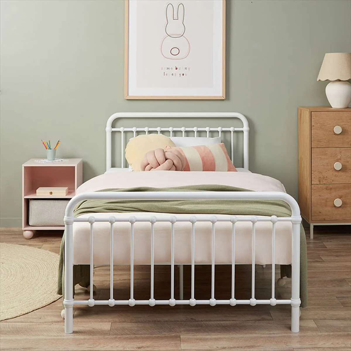 Sonata King Single Bed White + Mattress Bundle