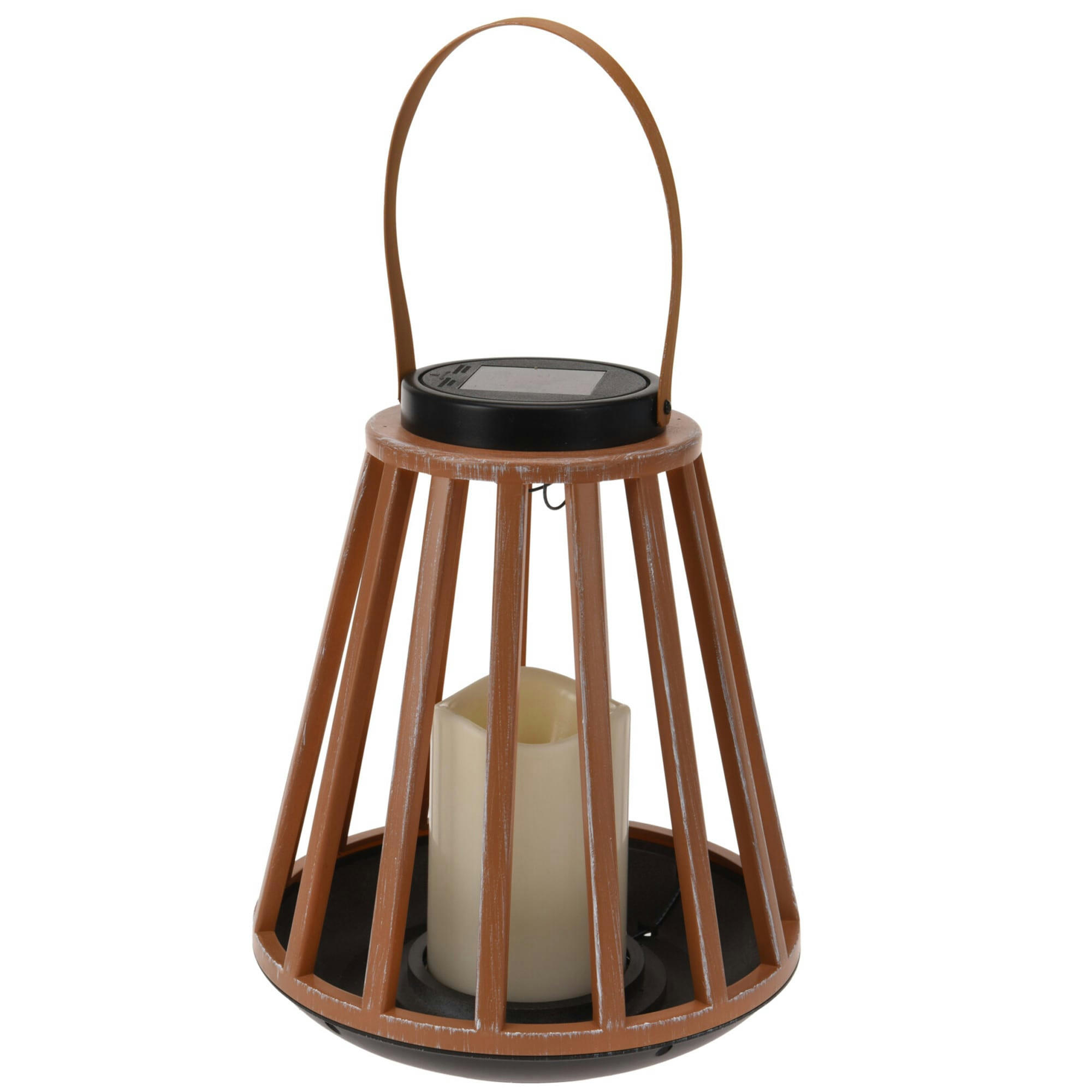 - Lanterne solaire bougie led en plastique effet bois