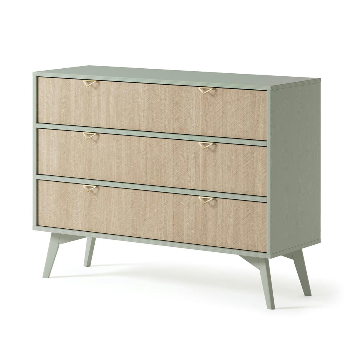 - Commode 3 tiroirs vert et naturel