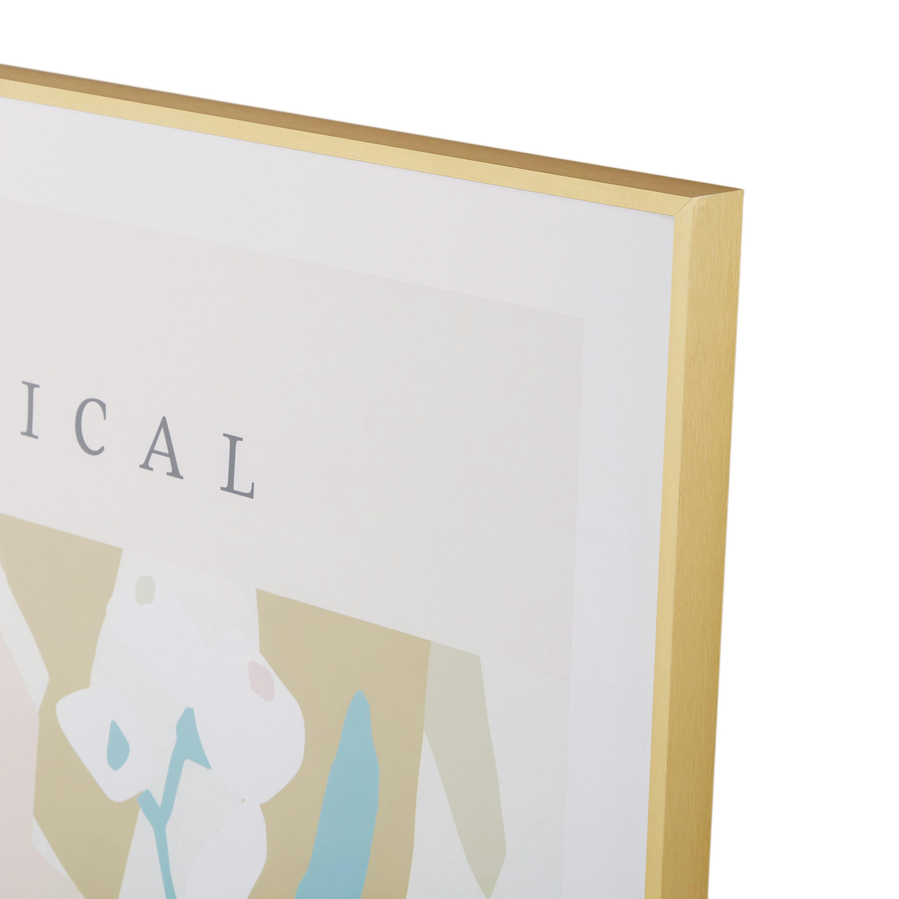 DAYVEN - Affiche imprimé floral multicolore et cadre en métal doré 80x110