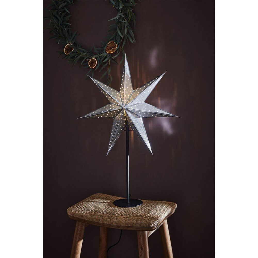 ADVENTSSTJERNE MARKSLÖJD GLITTER STÅENDE Ø45CM SVART/SØLV