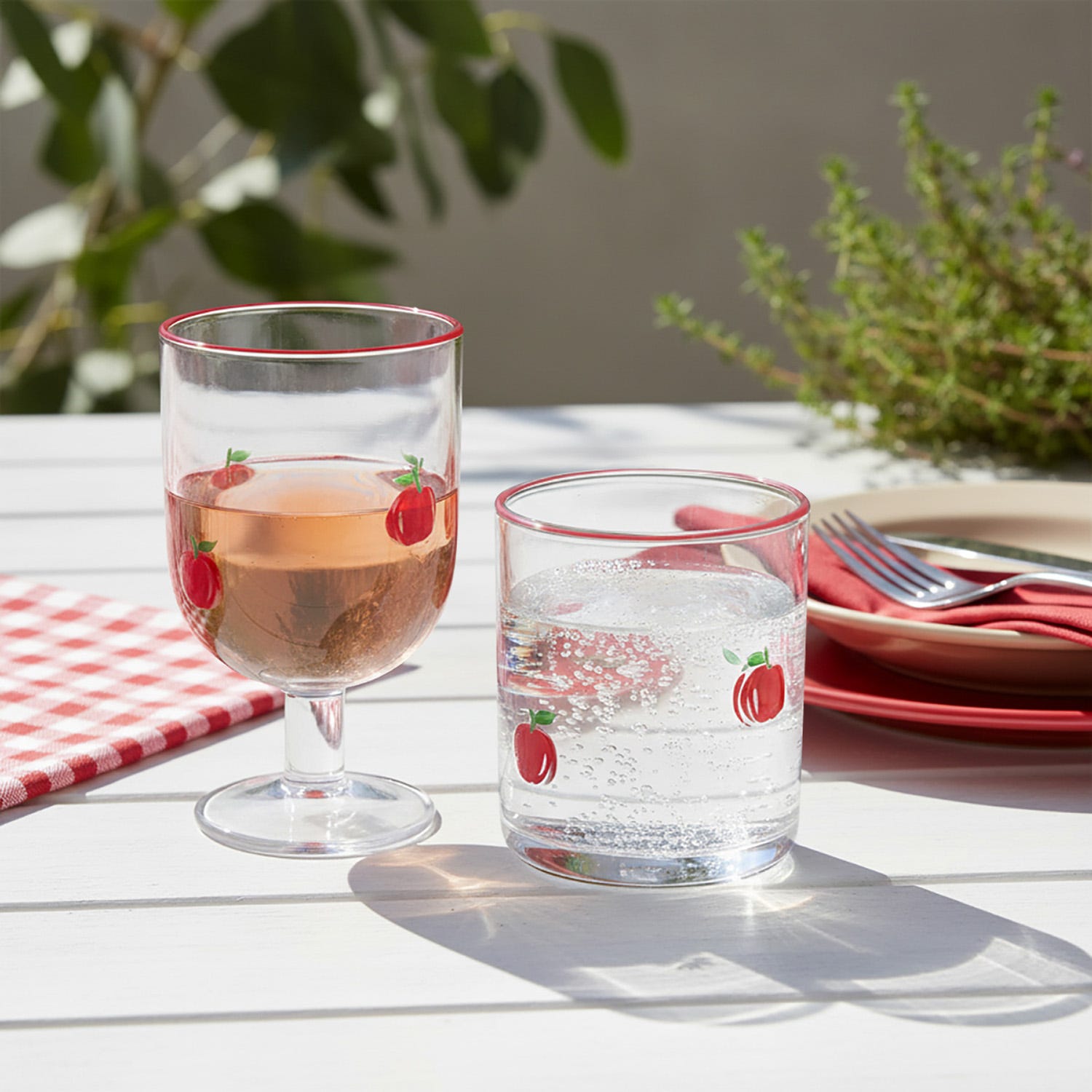 Bicchiere acqua vetro 410 ml decoro mela