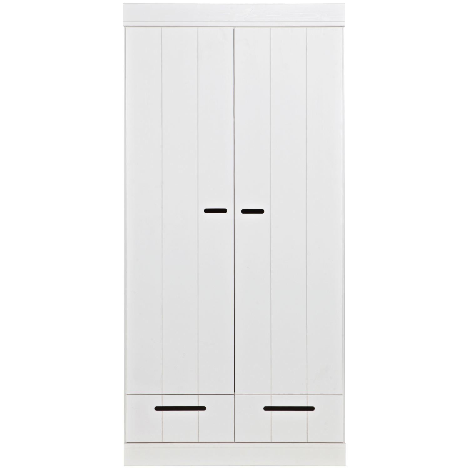 WOOOD kledingkast 2-deurs met lade Connect - Grenen - Wit - 195x94x53