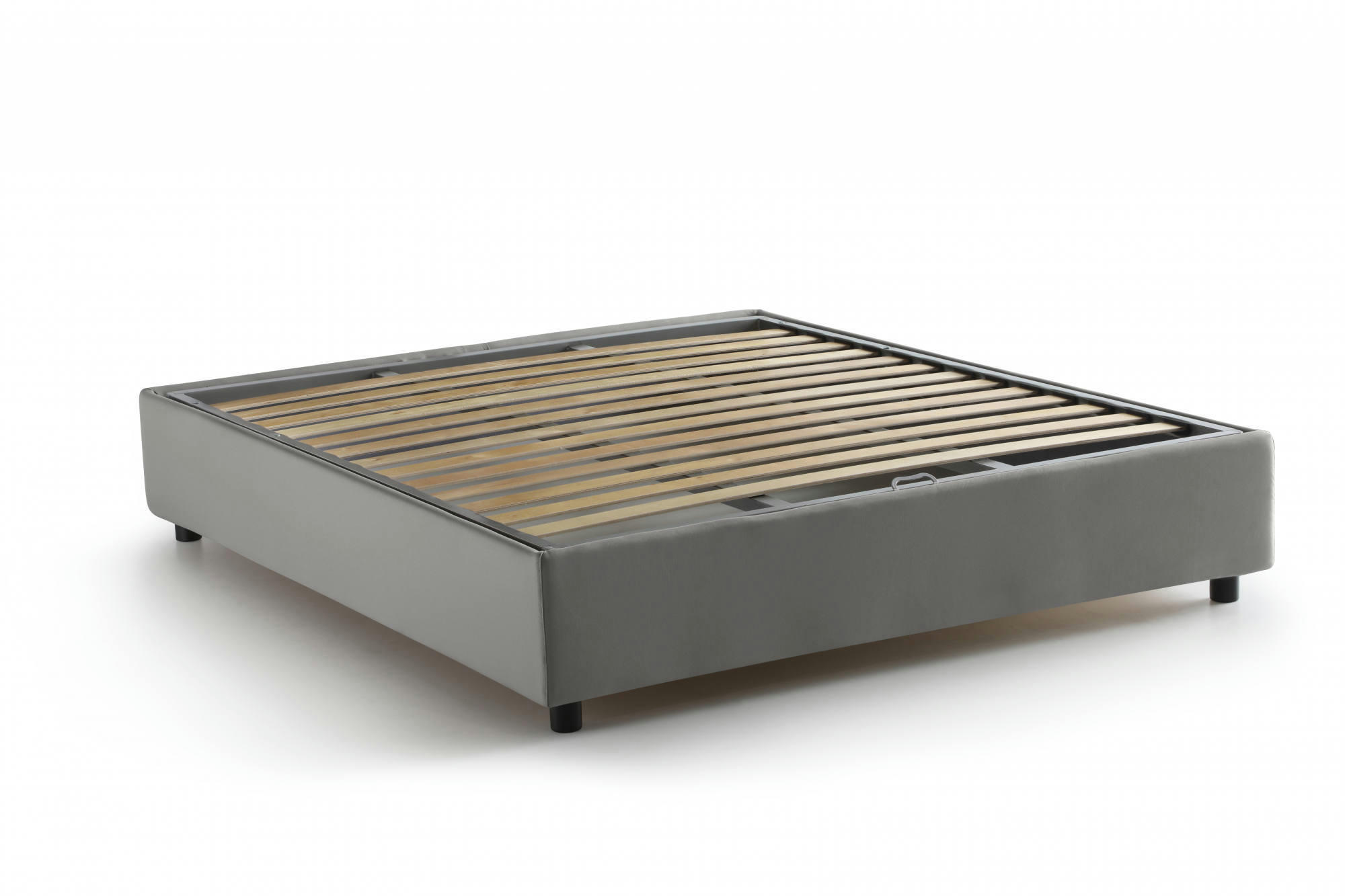 CHLOE - Lit coffre 140x200 cm en tissu gris