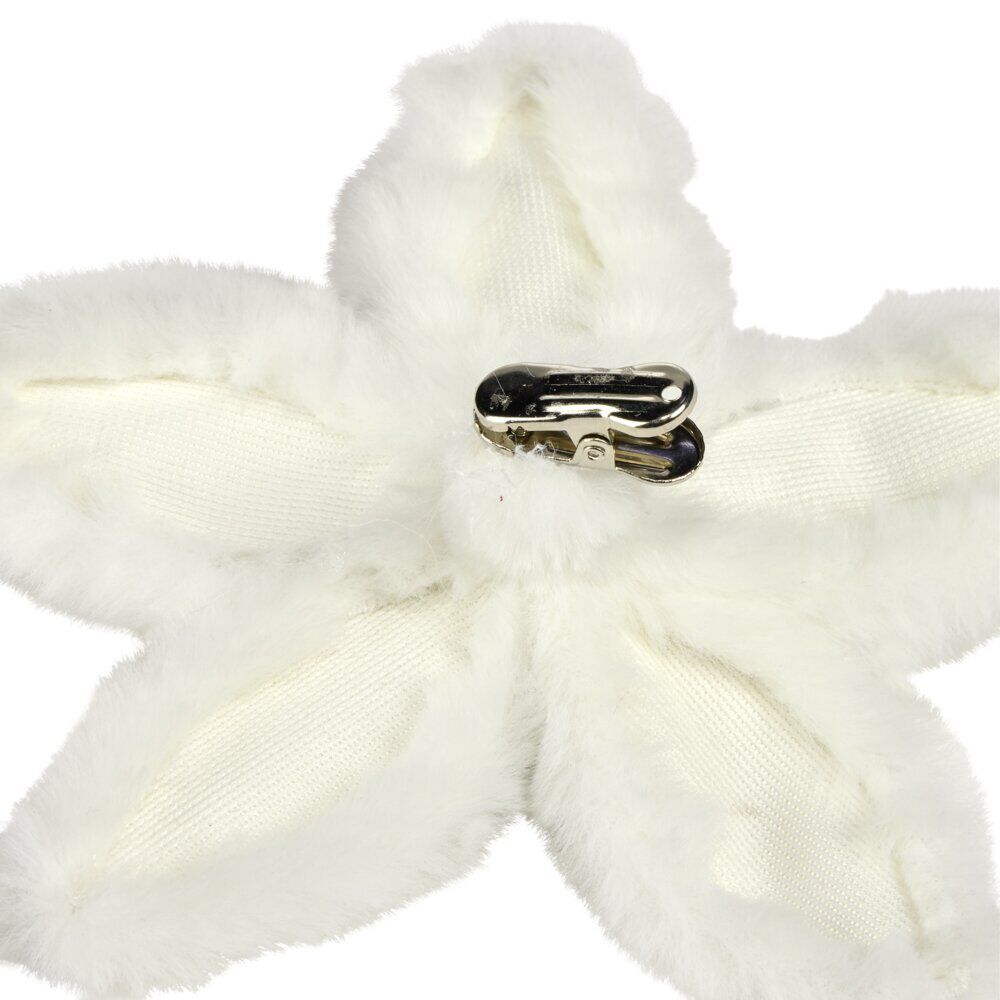 Fleur de No&euml;l poinsettia effet fourrure blanc Ø15cm