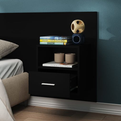 NNEVL Wall-mounted Bedside Cabinets 2 pcs Black