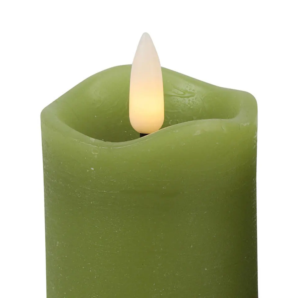 Countryfield LED kaarsen/stompkaarsenen - 2x st - groen - H7,2 cm