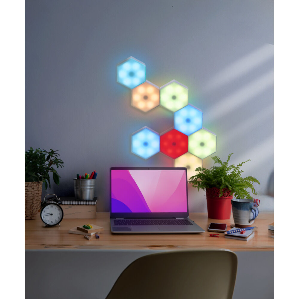 Lampe LED adhésive forme hexagone x3
