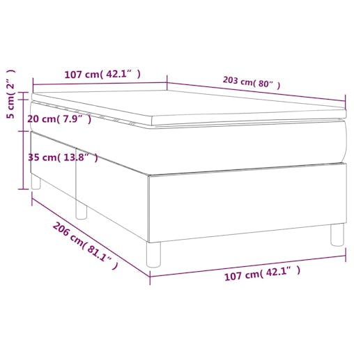 NNEVL Box Spring Bed with Mattress Black 107x203 cm King Single Faux Leather
