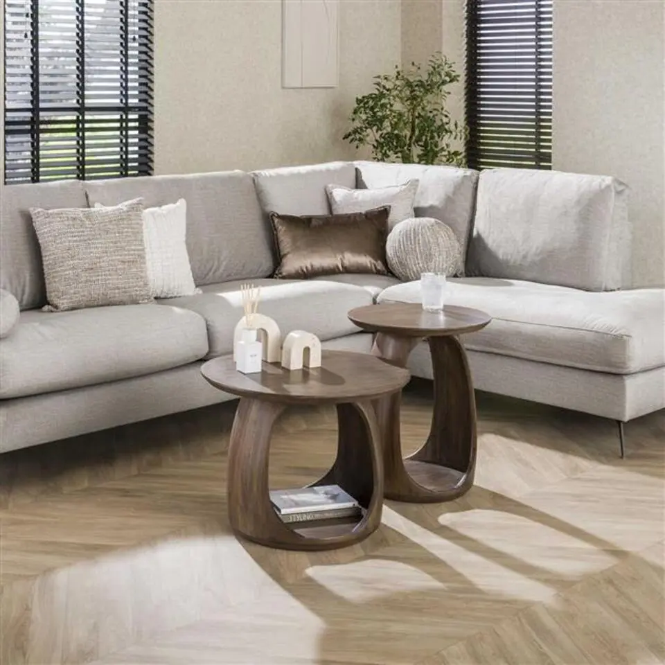 Hoyz Collection - Bijzettafel Flow Solid M - Massief Acacia Glaze Brown