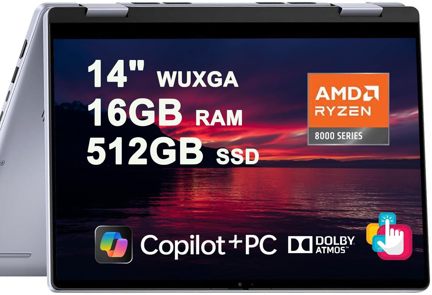 Dell Inspiron 14 7445 2-in-1 Laptop 14 WUXGA Comfortview Touchscreen AMD 6-core Ryzen 5 8640HS (>i7-1355U) 16GB RAM 512GB SSD Backlit for Creator Business Professional Work Win11 w/Copilot AI