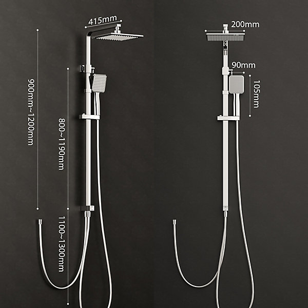 Colonne de Douche sans Mitigeur Systeme de Douche avec Douchette Set Kit de Douche en Acier Inox Réglable en Hauteur Chromé