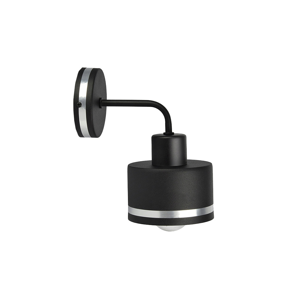 Lampa kinkiet WAMA czarny 1x40w e27 klosz czarny srebrny