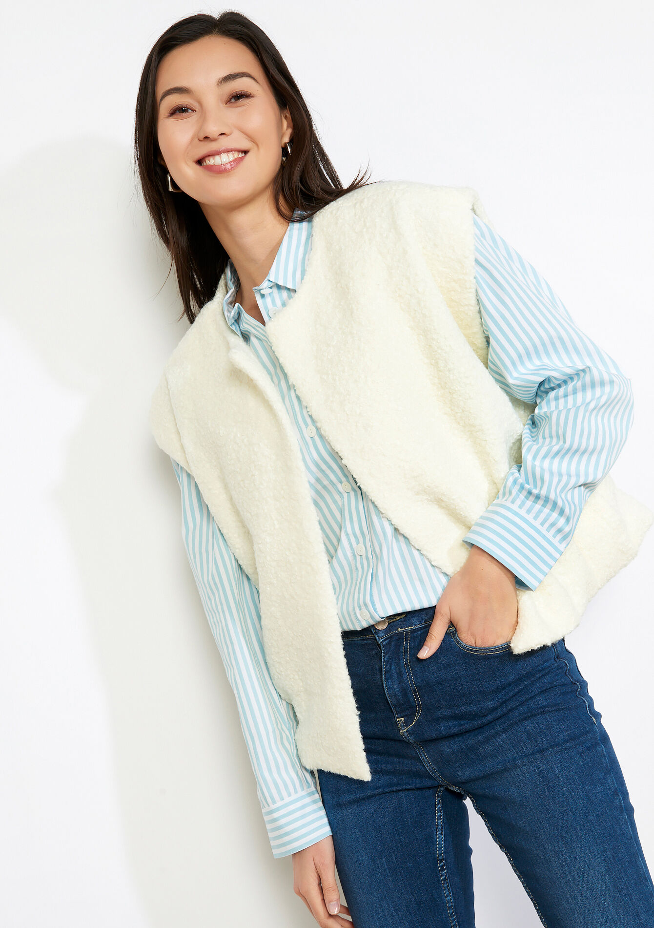 Mouwloos vest met structuur