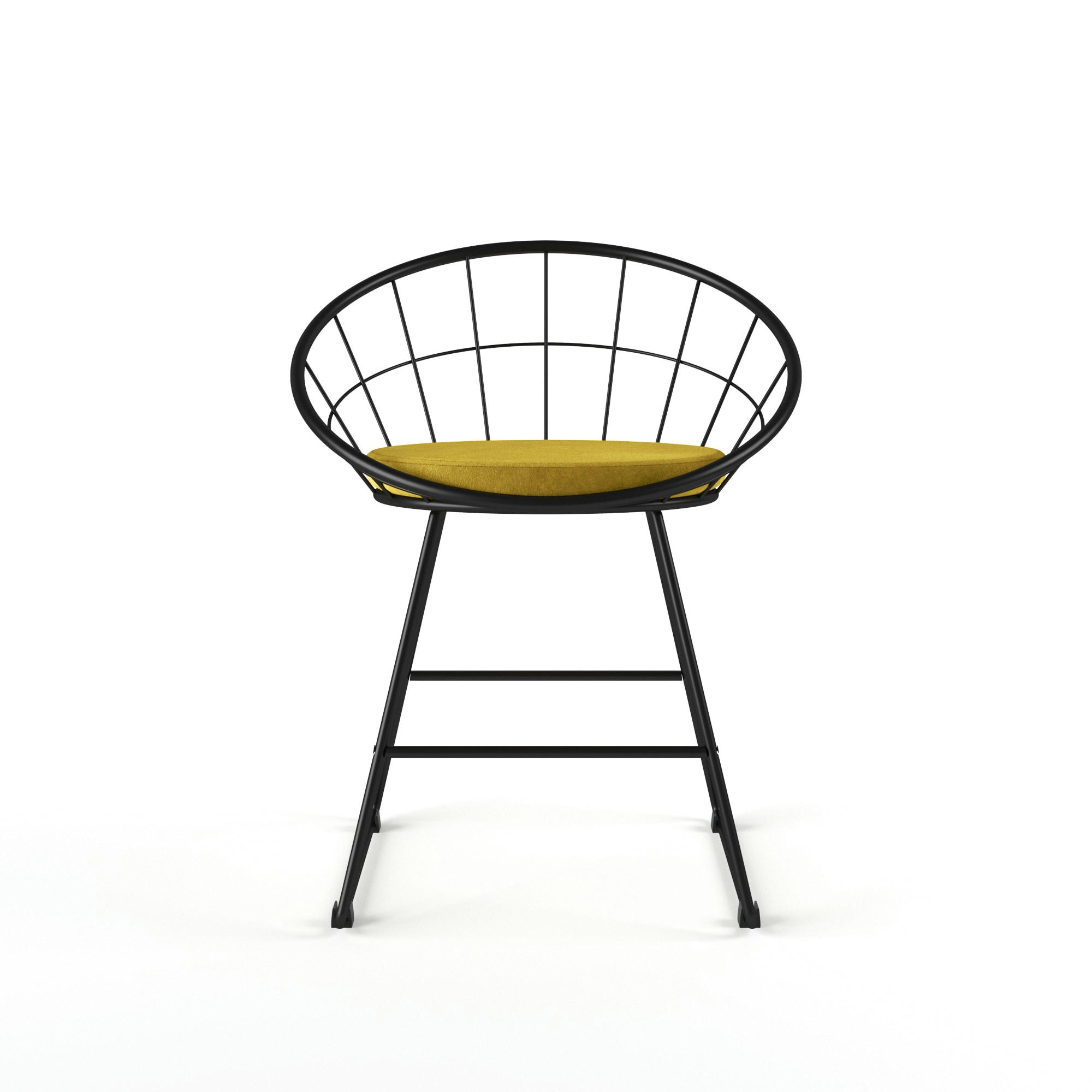 JOANE - Chaise en métal noir et velours jaune moutarde