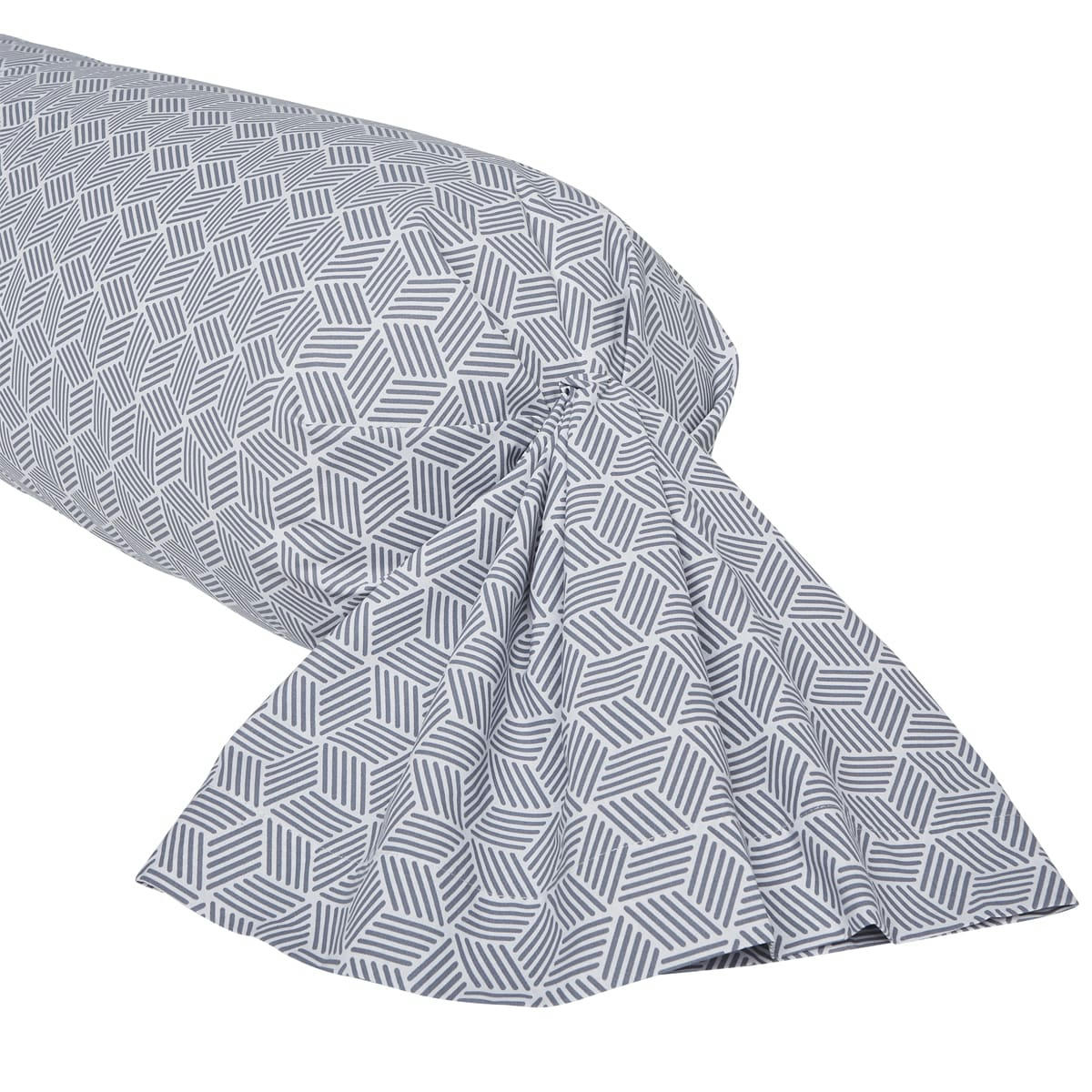 QUENTIN - Taie de traversin imprimée en bambou blanc et noir 85x185