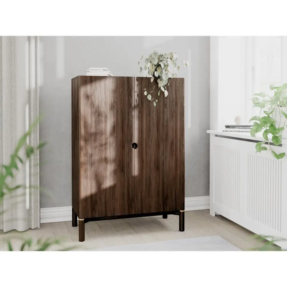 Wandkast Donkerbruin Eikenhout - 90x46x130cm - Arun