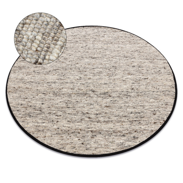 Dywan NEPAL 2100 natural szary - wełniany, dwustronny, koło 100 cm