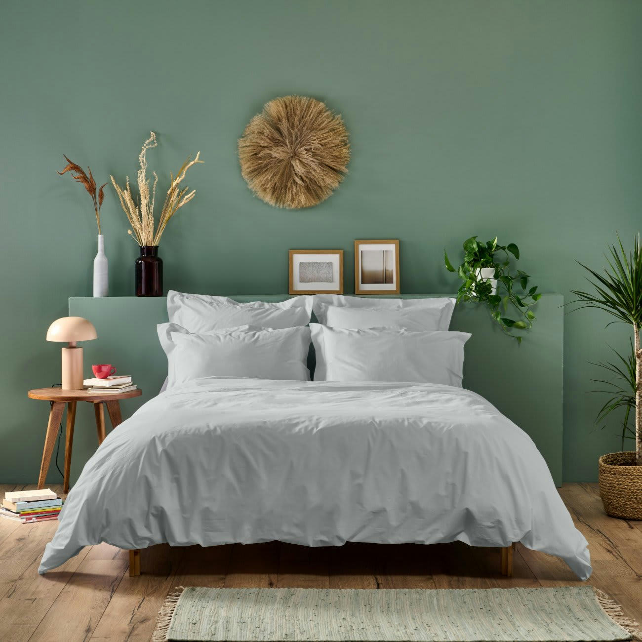 PERCALE - Housse de couette unie en percale de coton gris clair 240x260cm