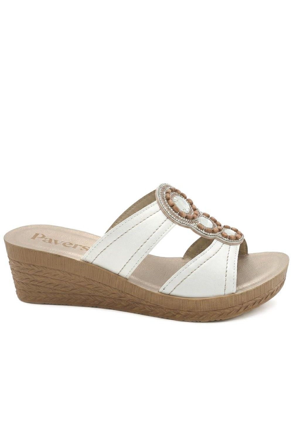 Pavers Jewelled Wedge Heel Mule Sandals