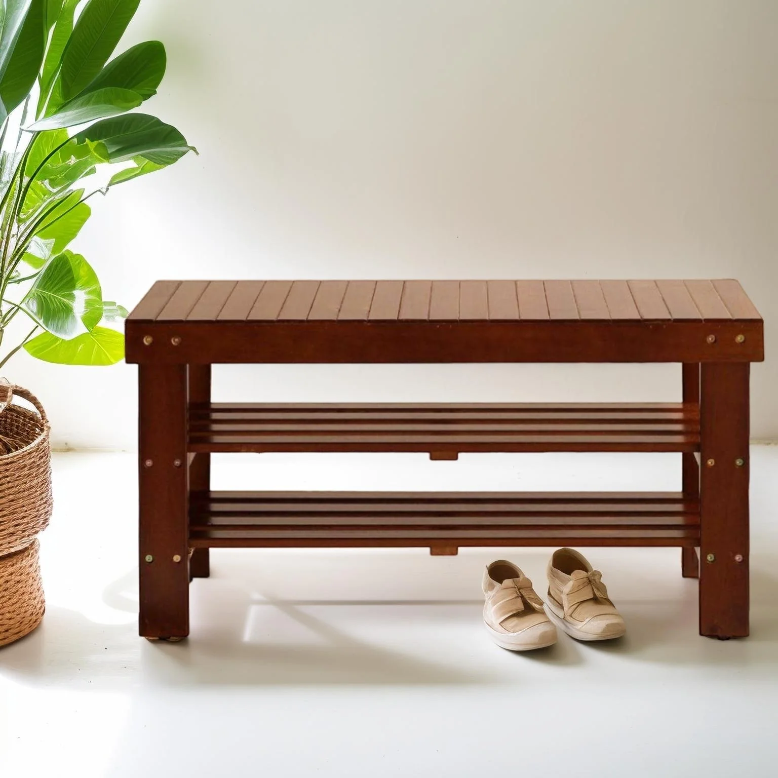 The Gray Barn Waggoner Solid Wood Shoe Bench