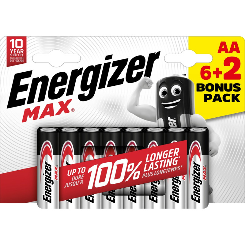 Pile alcaline AA Max 6   2 gratuites ENERGIZER