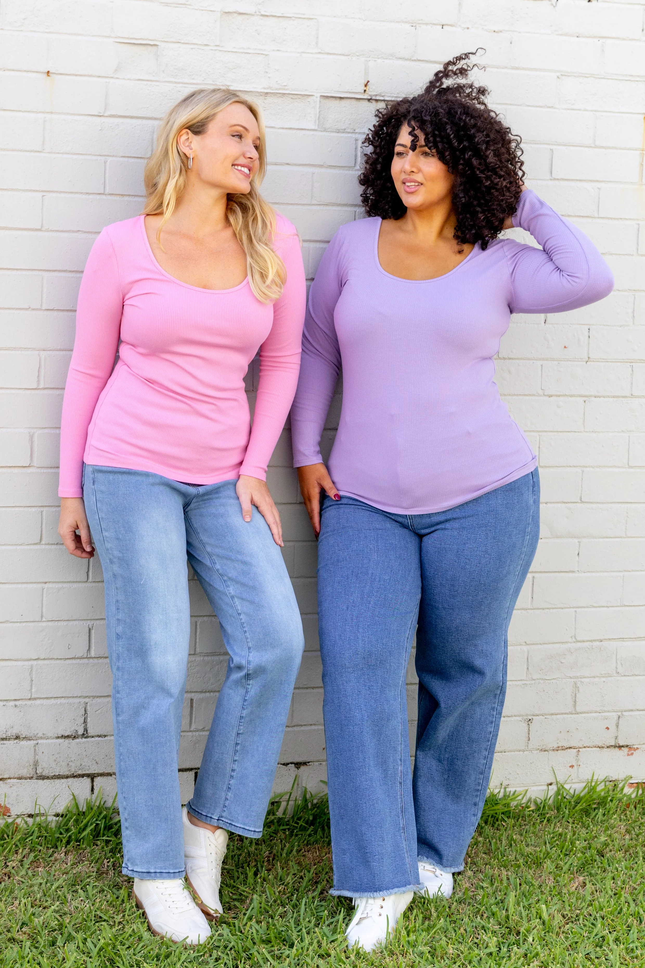 Billi Long Sleeve Rib Tee in Lavender
