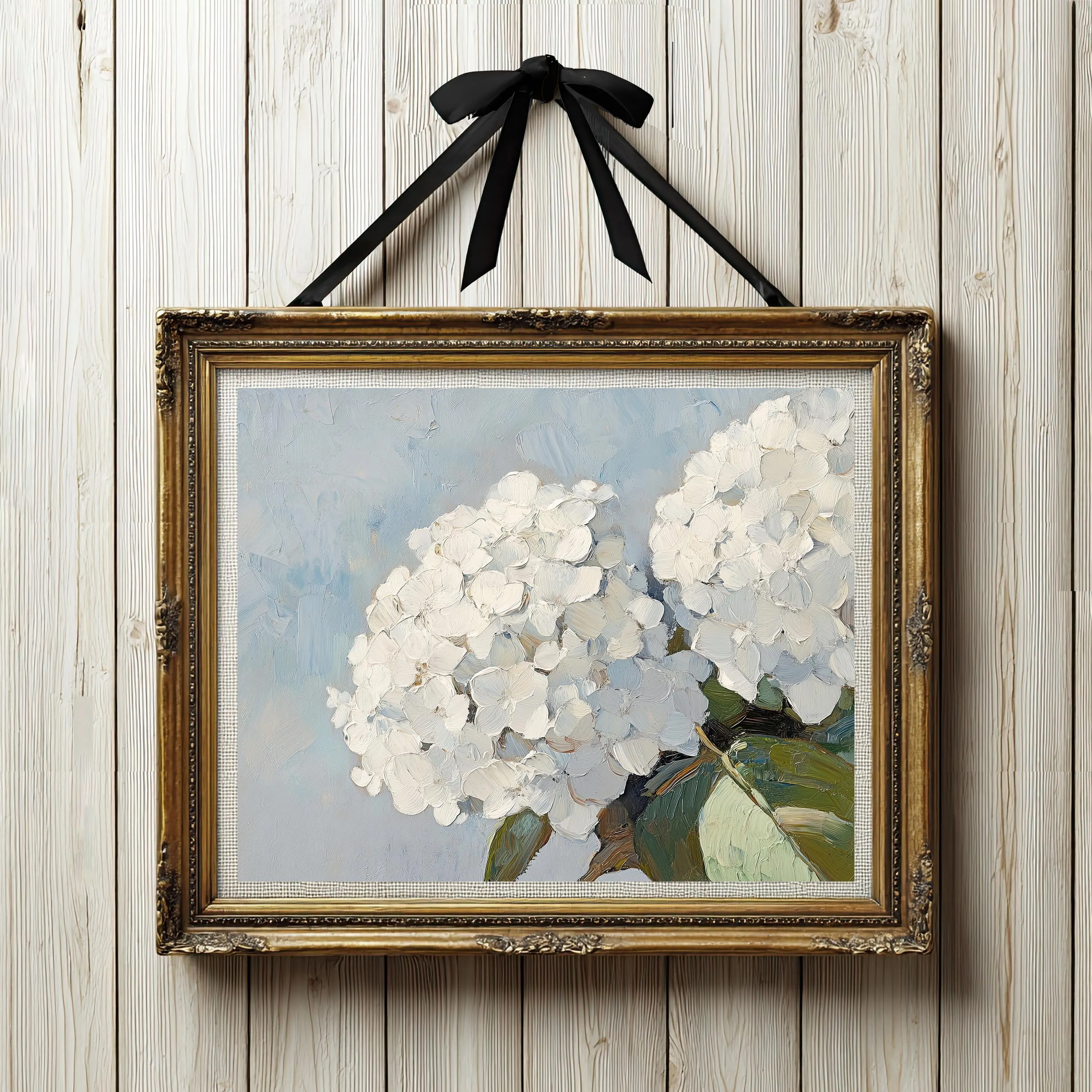 Blue Hydrangea Wall Art, Floral Wall Art, Botanical Poster, Spring Home Decor, French Country Farmhouse Wall Art, Light Blue Wall Art