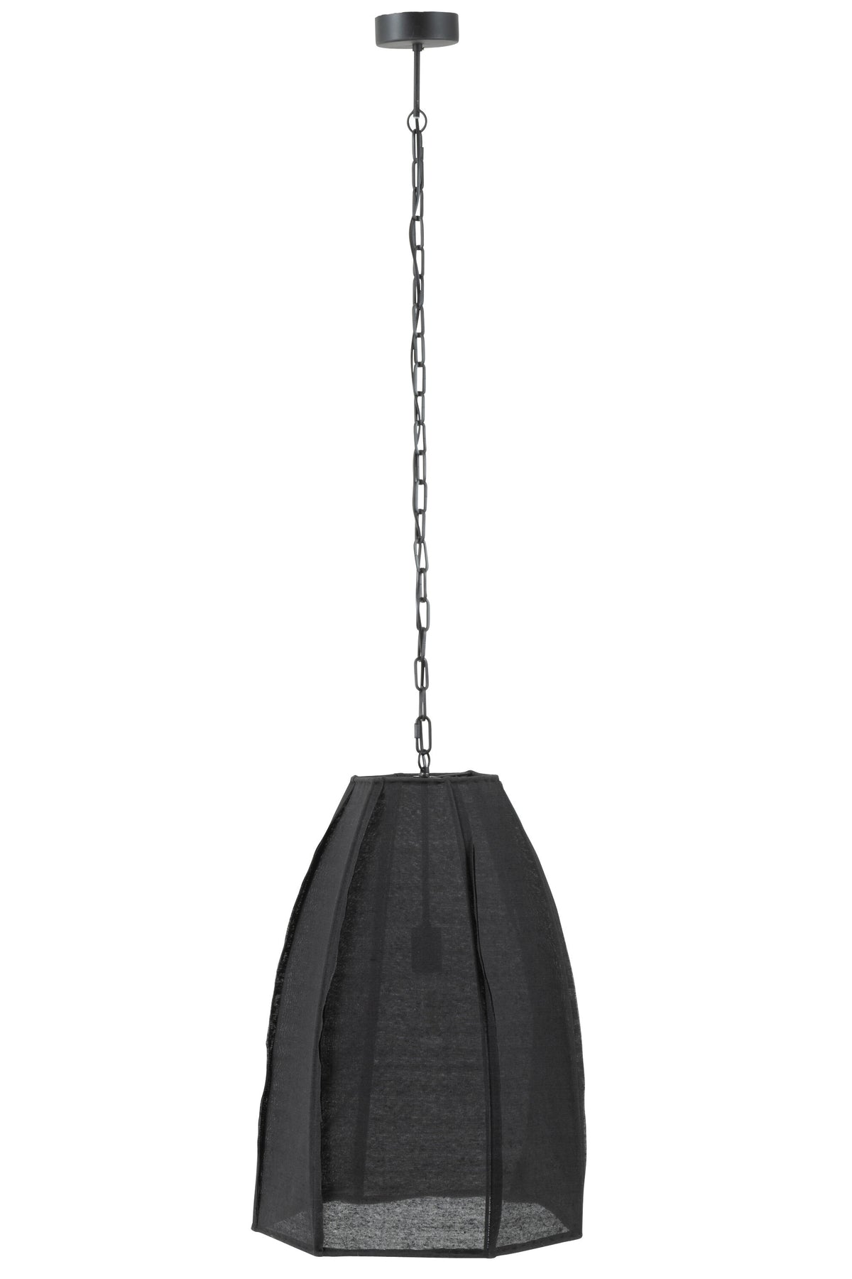 J-Line hanglamp Peer - linnen/ijzer - zwart - large