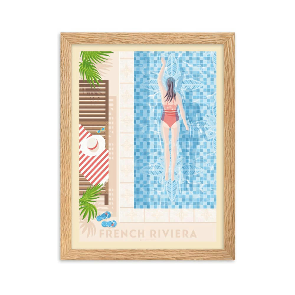 - Affiche French Riviera avec Cadre (Bois) 21x29,7 cm