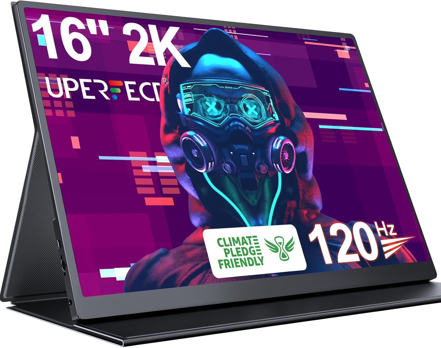 UPERFECT 2K 120Hz Portable Gaming Monitor  16 2560x1600 QHD 16:10 400 Nits Portable Monitor for Laptop w/VESA & Cover HDR Eye Care External Second Screen for PC Phone Game Console