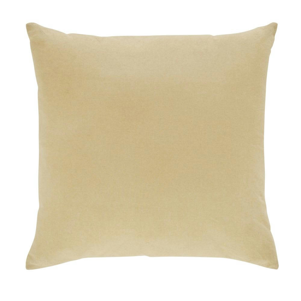 RAPITA - Coussin en coton imprimé vert kaki, beige, écru et gris anthracite 45x45