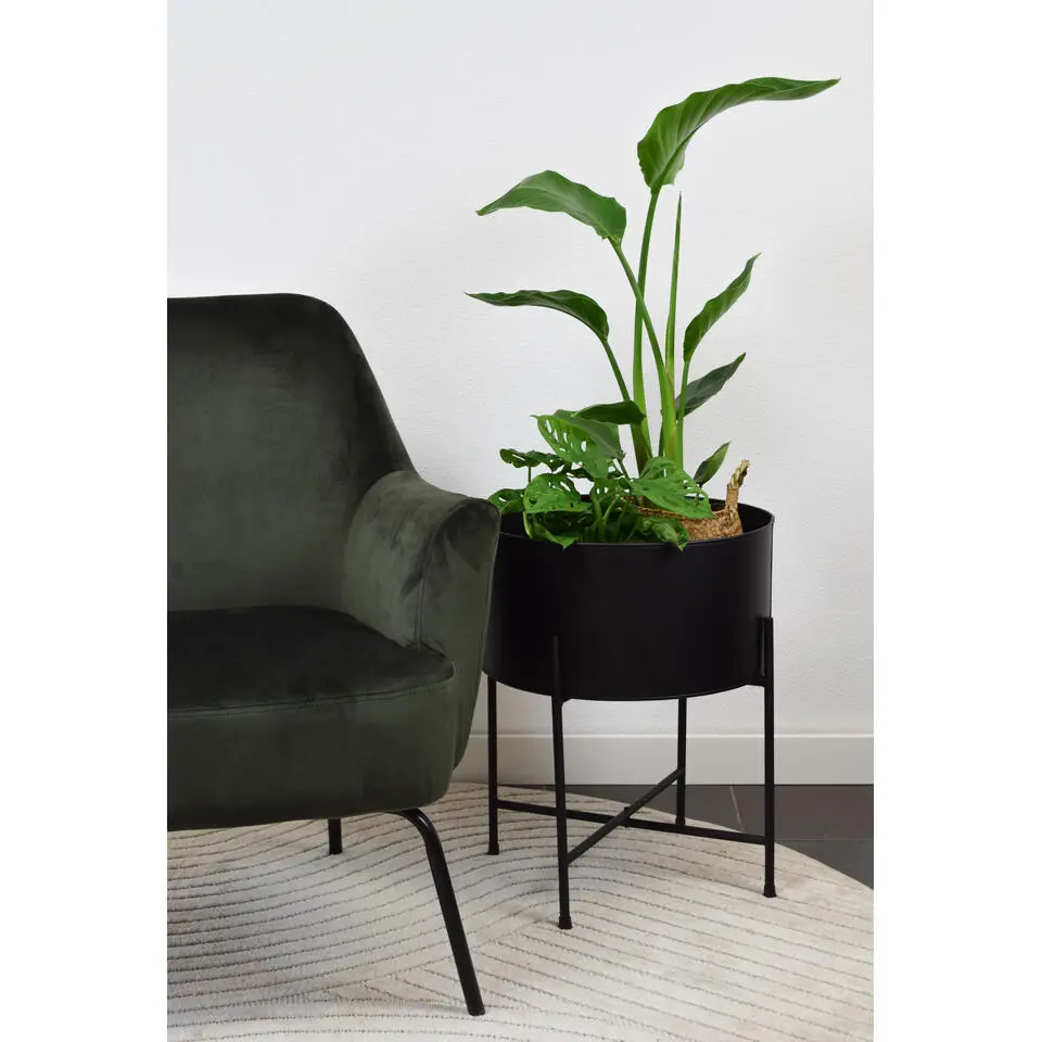 LOFT42 Flora Plantenbak Rond - Metaal - Mat Zwart - &Oslash;40