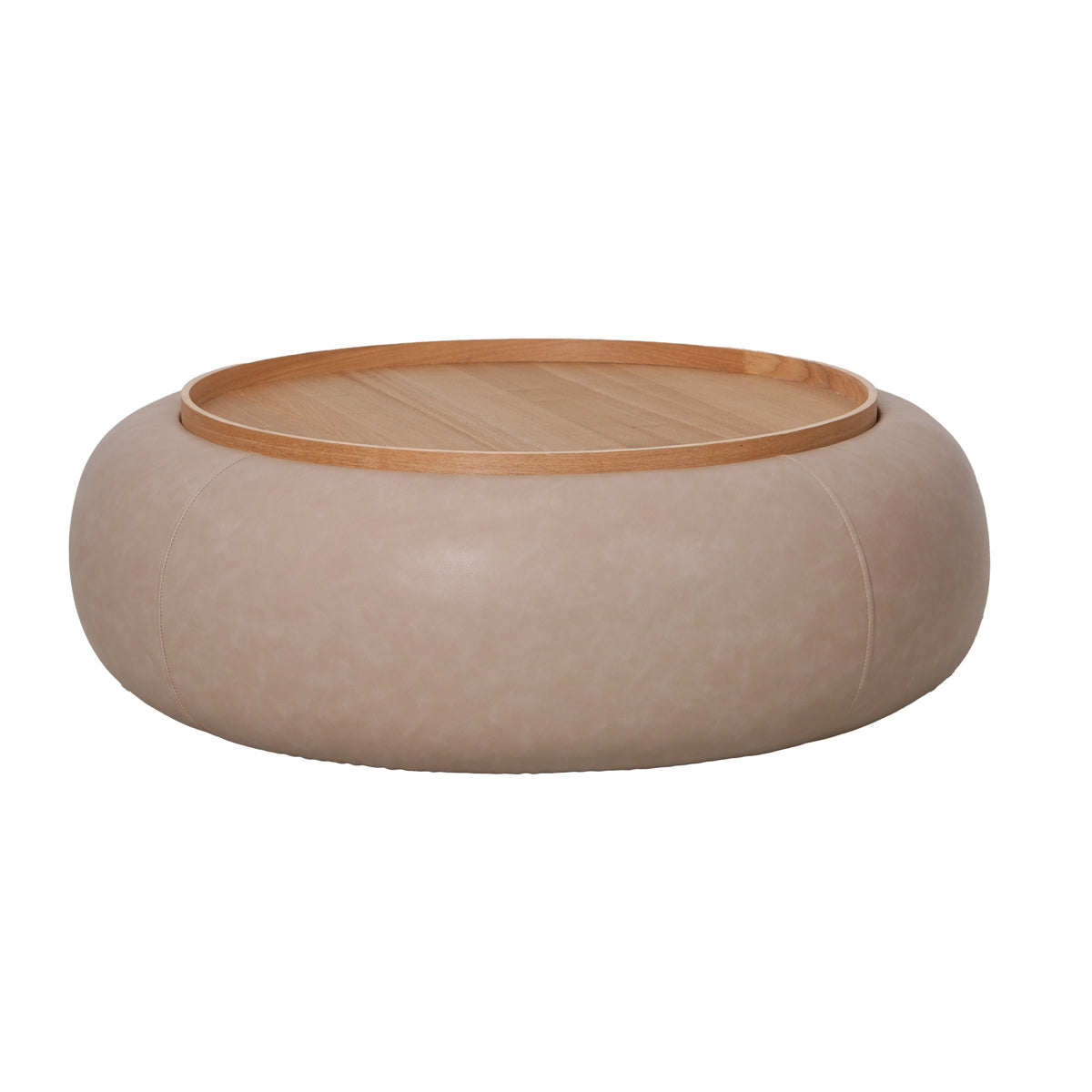 DÉJA Living Salontafel Draby - Taupe/Naturel - Met Opbergruimte - Ø102cm